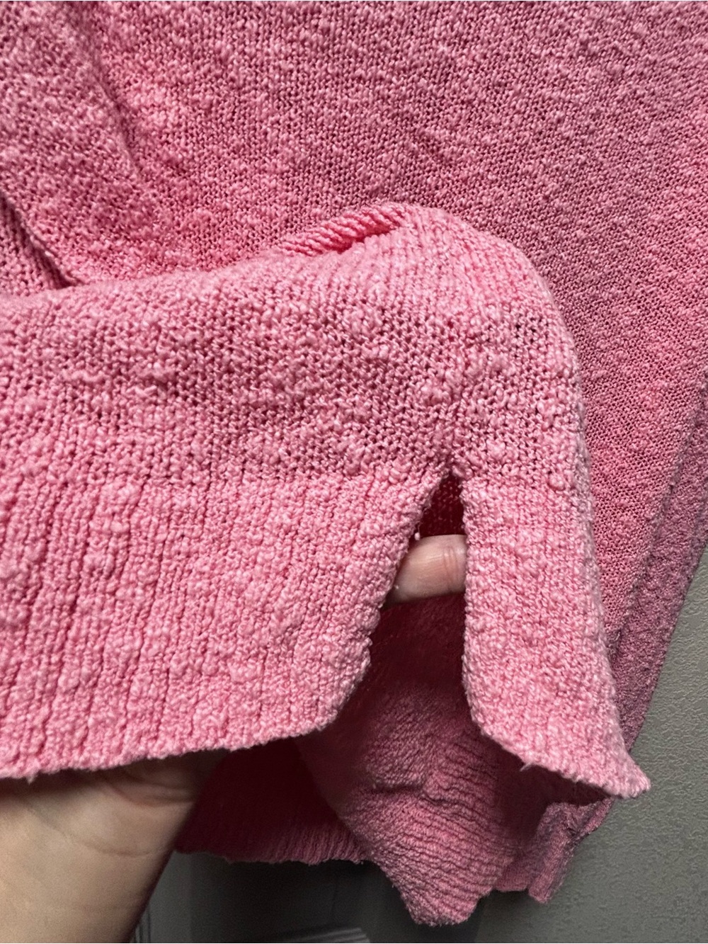 J. CREW Relaxed Soft “Slub” Pink V-Neck Boucle Textured Knit Pink Sweater - Picture 7 of 12